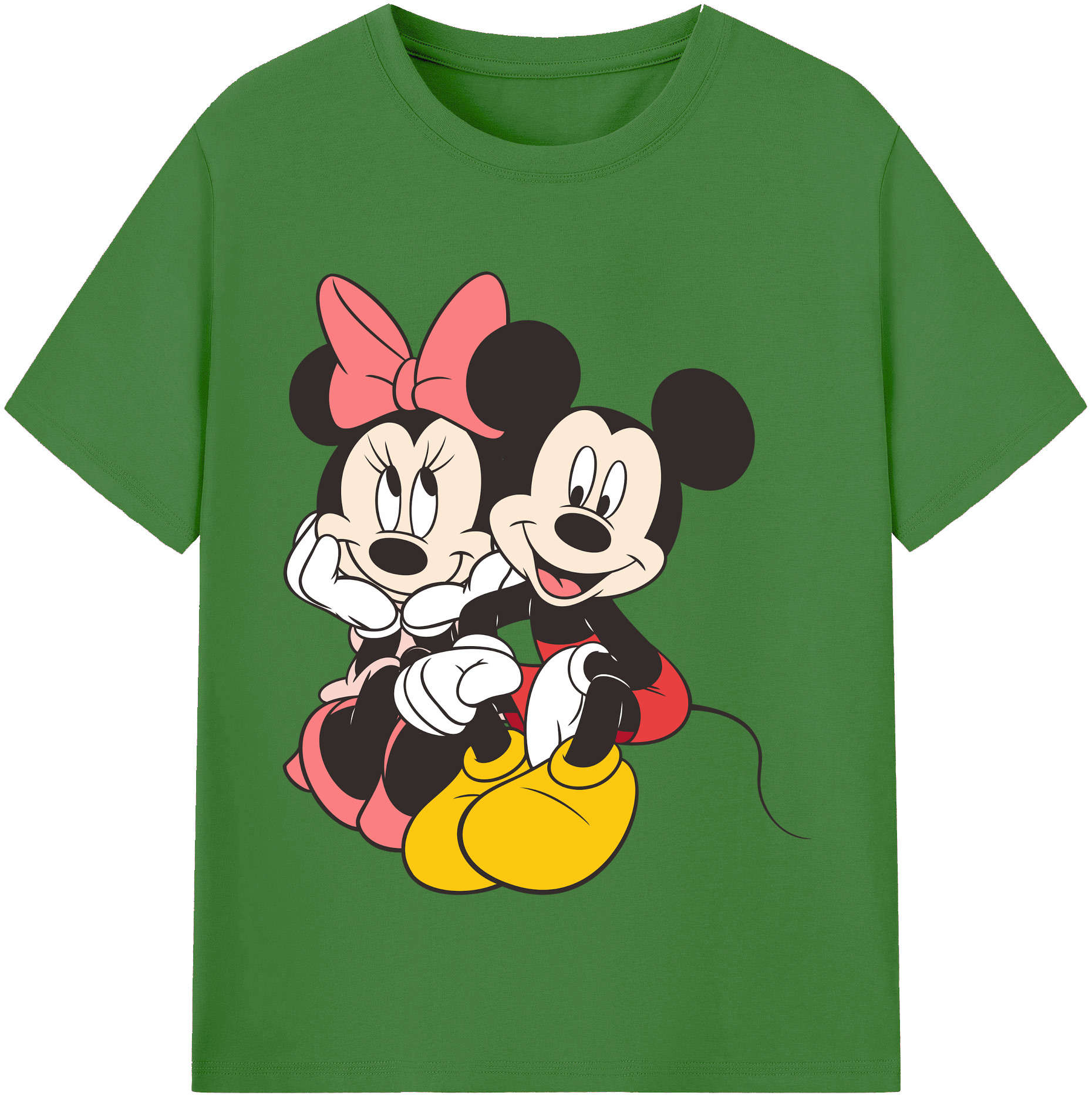 （画像用） ミッキーマウス Mickey Mouse レディースカジュアルプリントTシャツ（綿100％）